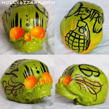 Tattoos - Green Fetus Skull - 38030